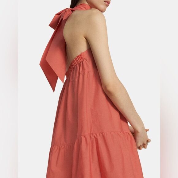 Theory size s Tiered Halter Mini Dress in Cotton Blend flowy a-line neck tied - Picture 2 of 7